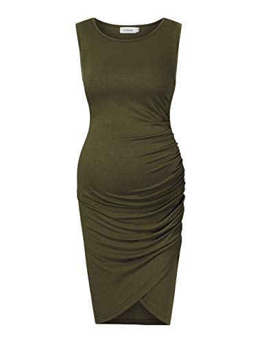 Women's Casual Sleeveless Tank Ruched Bodycon Sundress Irregular Sheath T Shirt Dress