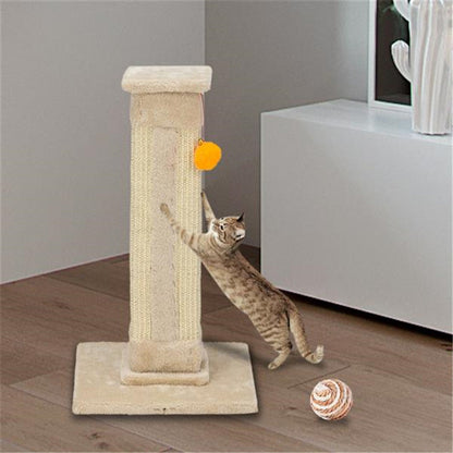 BEESCLOVER 21" Cat Pet Climbing Frame with Ball Climbing Mount Beige