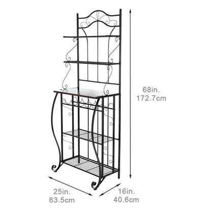 RONSHIN 5-tier Metal Kitchen Rack Storage Holder Organizer Black