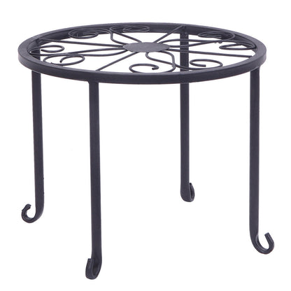 ALICIAN 4pcs/set Shelf Black Paint Round Pattern Plant Stand Household Organizer Black