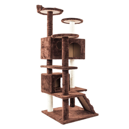 BEESCLOVER Multi-level Cat Tree Condo Furniture Cat Climbing Frame Kittens Cats Pets Brown