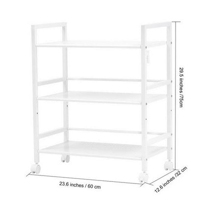 RONSHIN 3-tier Widened Cart Multi-function Layer Cart Movable Storage Rack White