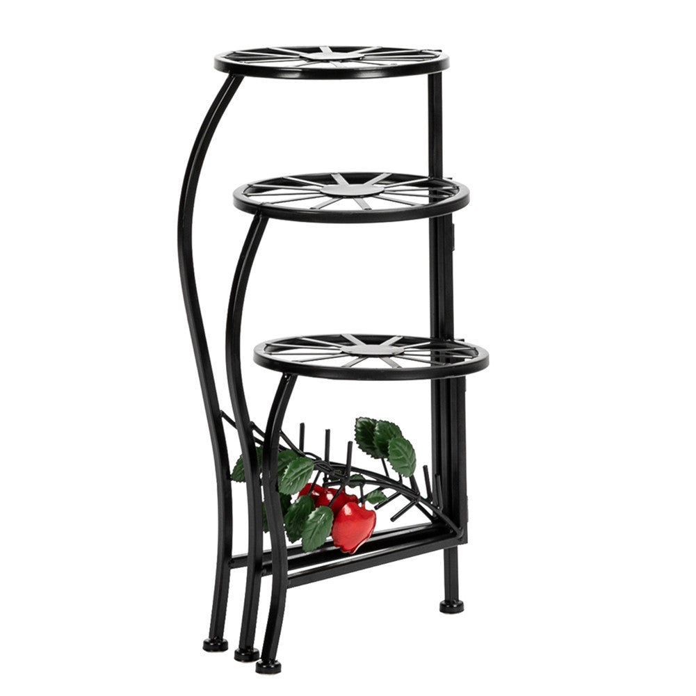 ALICIAN Metal Plant Stand Shelf 3-base Flower Pot Holder Organizing Racks Black