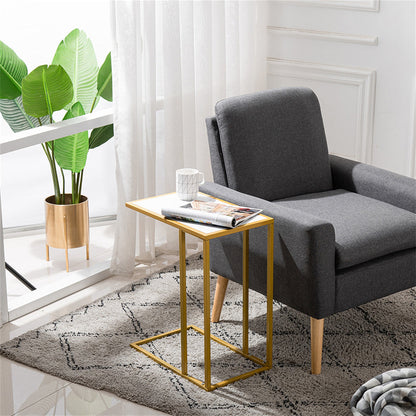 AMYOVE Marble Side Table Easy to Assemble Table with Sturdy Table Legs 30x48x61cm