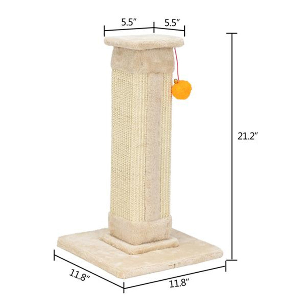 BEESCLOVER 21" Cat Pet Climbing Frame with Ball Climbing Mount Beige