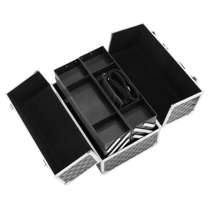 SHININGLOVE Double-open Cosmetic Storage Box Travel Beauty Cosmetic Case Silver