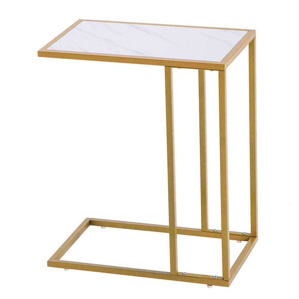 AMYOVE Marble Side Table Easy to Assemble Table with Sturdy Table Legs 30x48x61cm