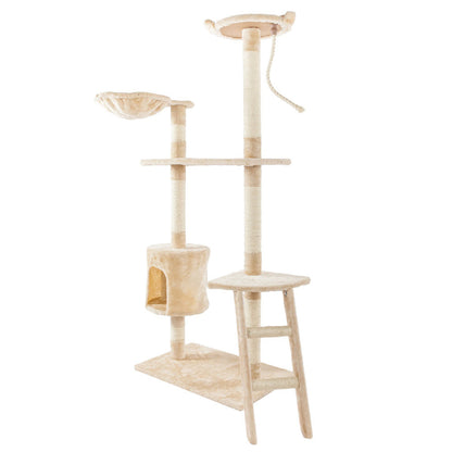 BEESCLOVER Multi-level Cat Tree Condo Cat Climbing Frame for Kittens Cats Pets Beige