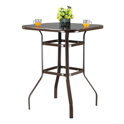 AMYOVE Bar Table Patio Table Bistro High Top Patio Table Outdoor Brown