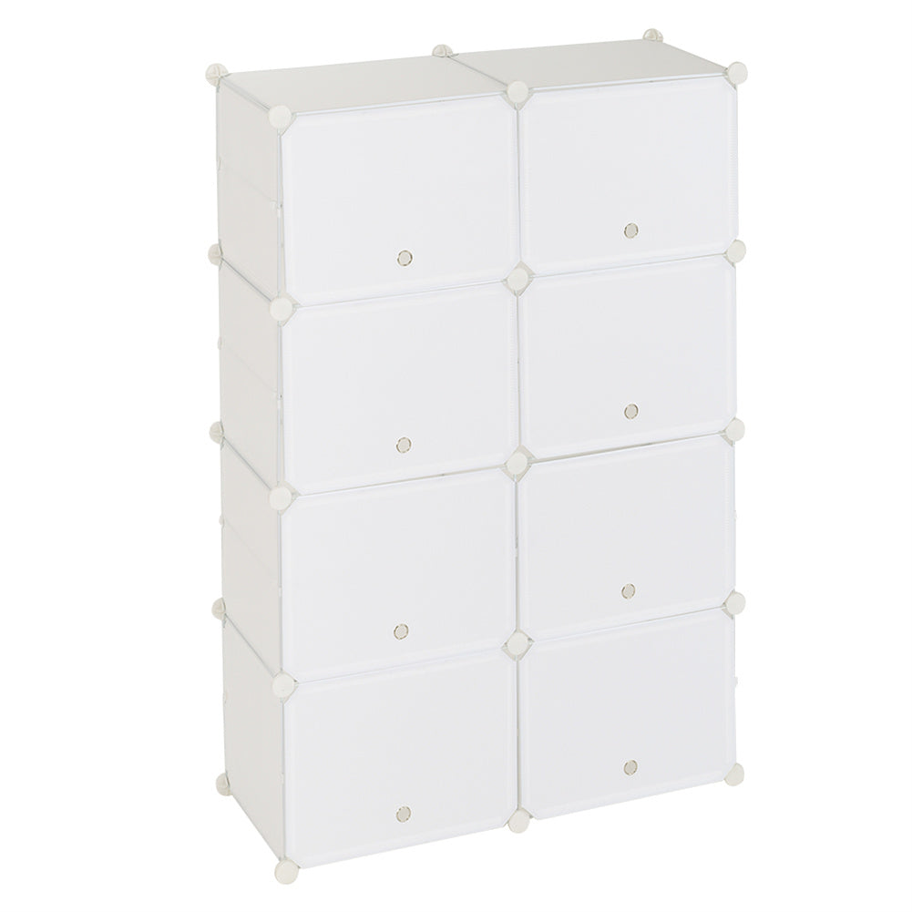 RONSHIN 2 Rows 7-tier 14 Grids Shoe Rack Organizer 40x30cm Cube Shoe Cabinet 72x32x122cm White