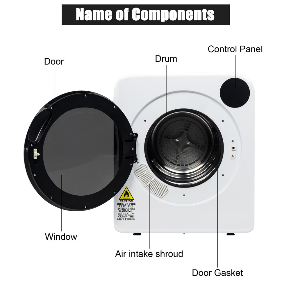 ZOKOP Electric Laundry Clothes Dryer 13.2 Lbs 6kg Tumble Dryer White
