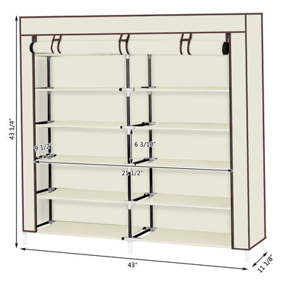 RONSHIN 7 Layers 14 Grids Shoe Rack Portable Shoe Cabinet Beige