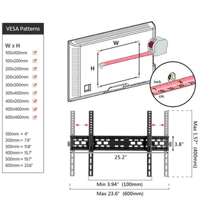 RONSHIN TV Stand with Spirit Level Wall Mounted 600x400 Mm Black