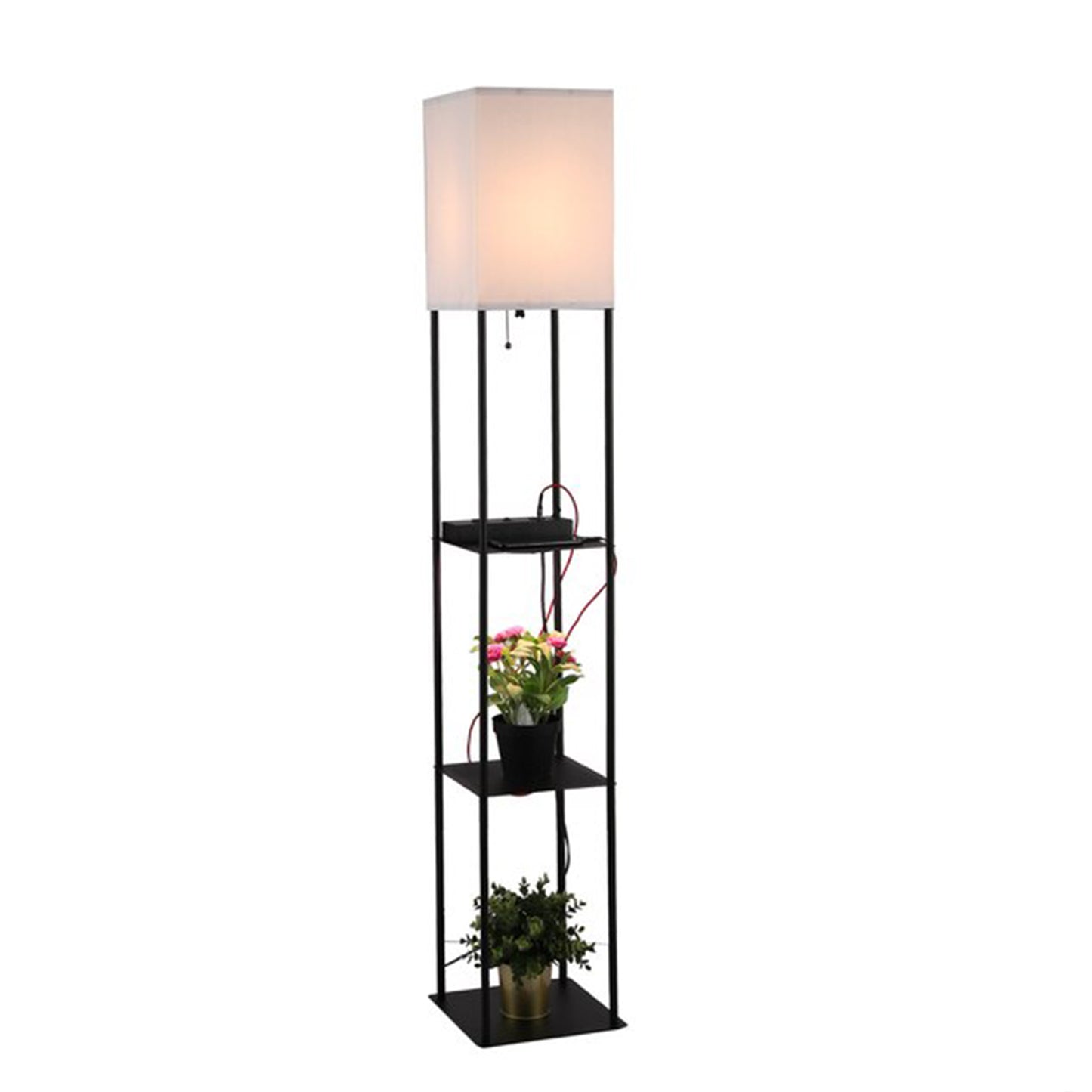 63-in Black Shelf Floor Lamp