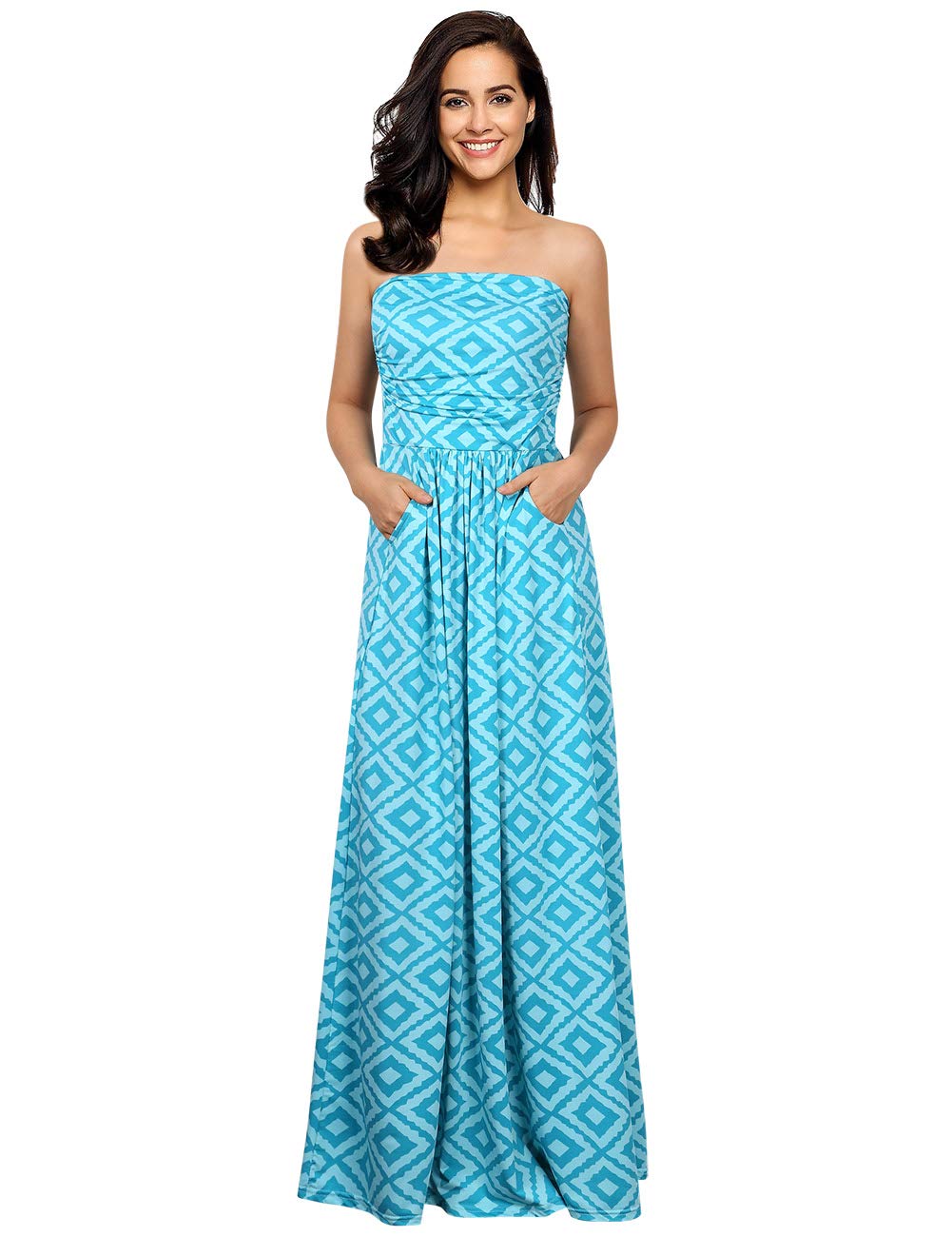 YESFASHION Women's Summer Beach Holiday Tube Long Dress Green