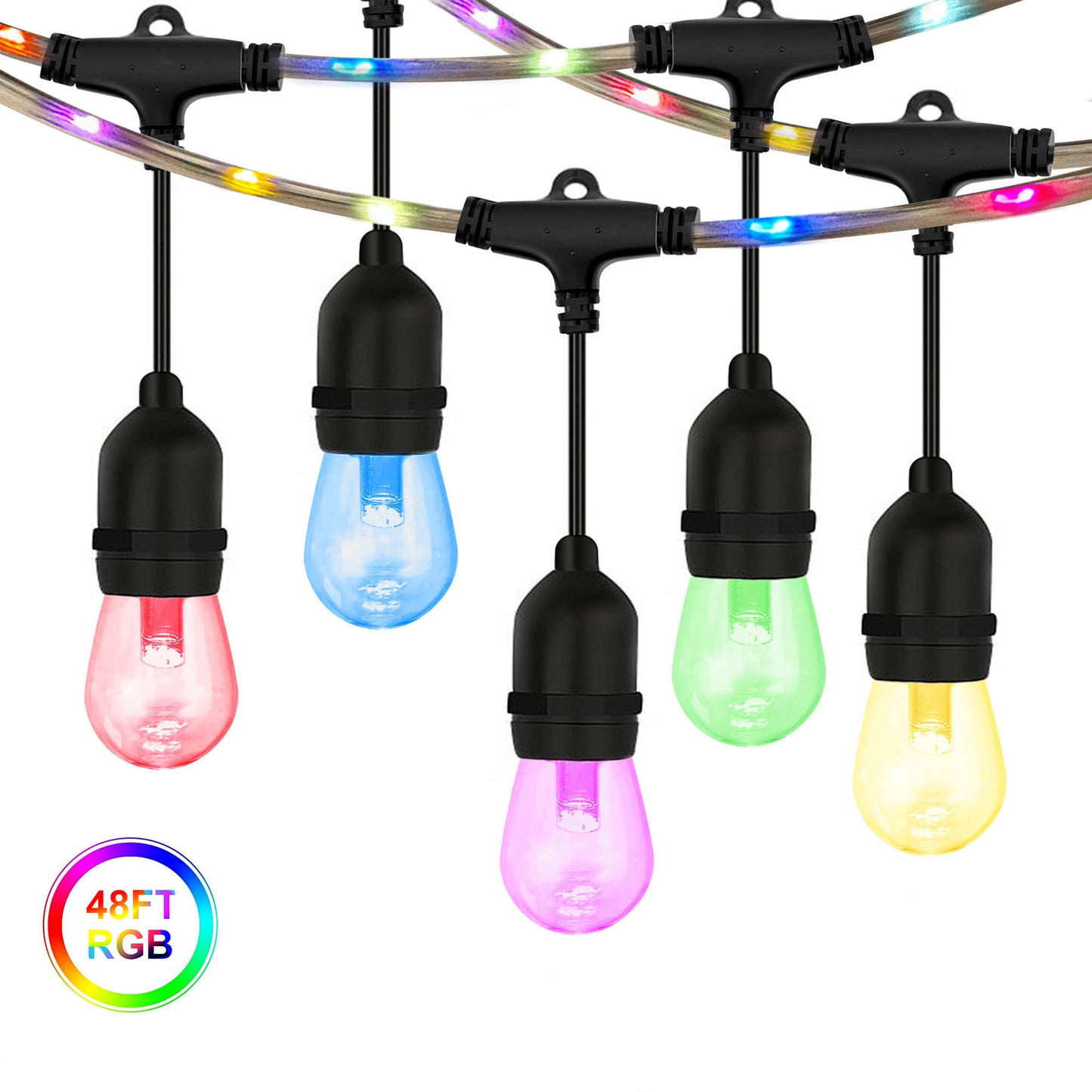 48FT RGB Outdoor String Lights