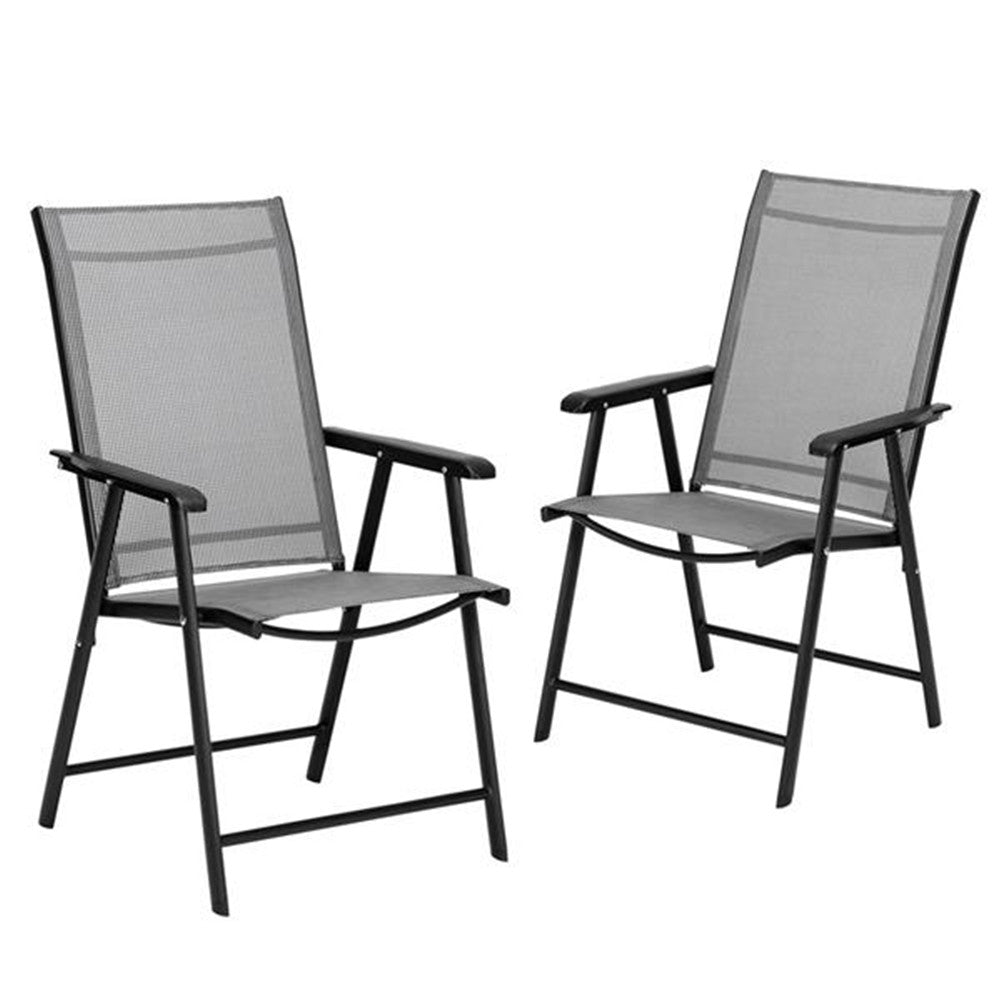 ALICIAN 2pcs Portable Folding Chairs for Courtyard Outdoor Camping Beach Grey