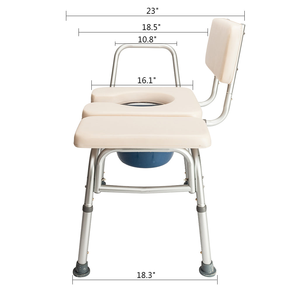 RONSHIN 2-in-1 Multifunctional Commode Chair Bath Chair 6 Levels Adjustable for Elder Disabled People Pregnant