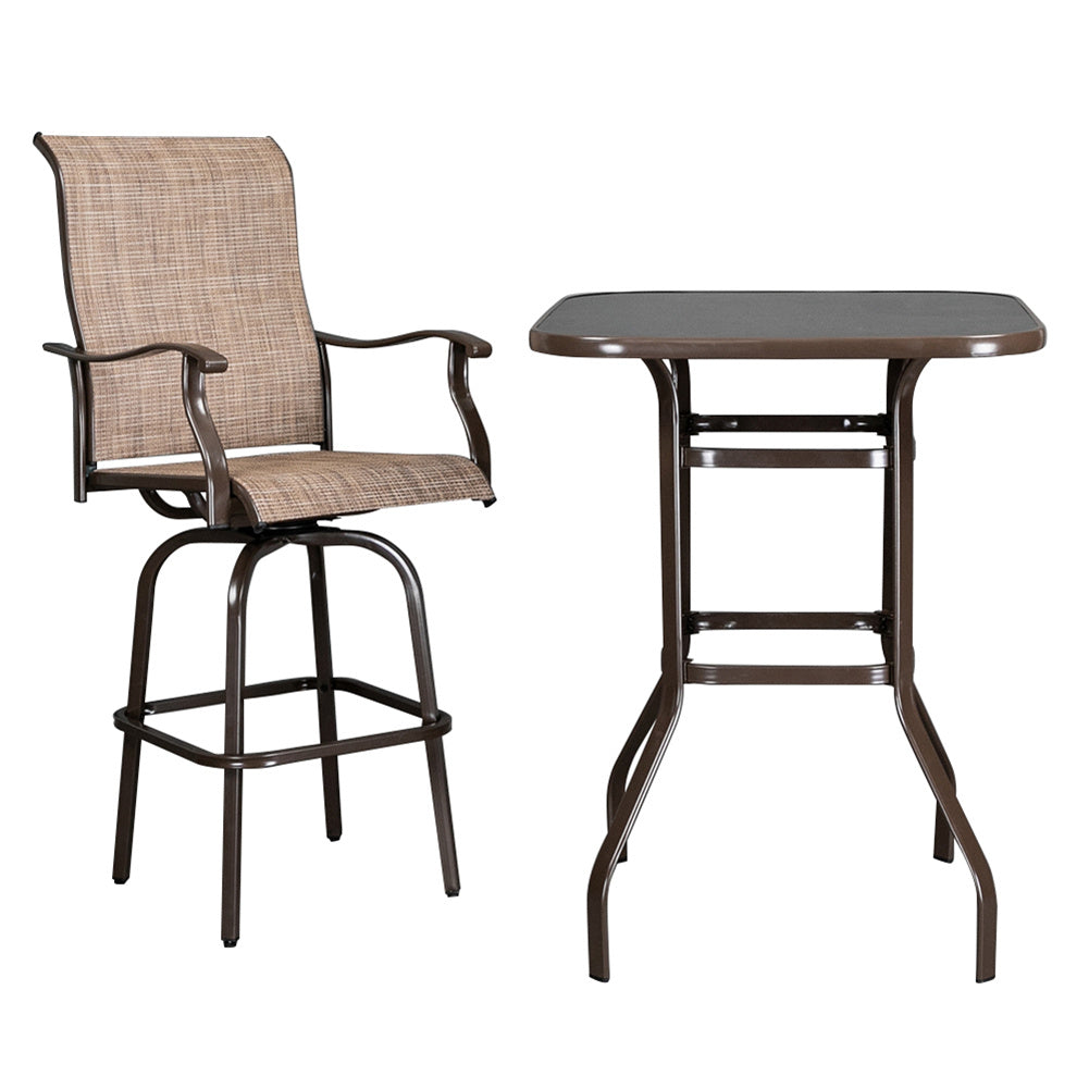 AMYOVE Bar Table Patio Table Bistro High Top Patio Table Outdoor Brown