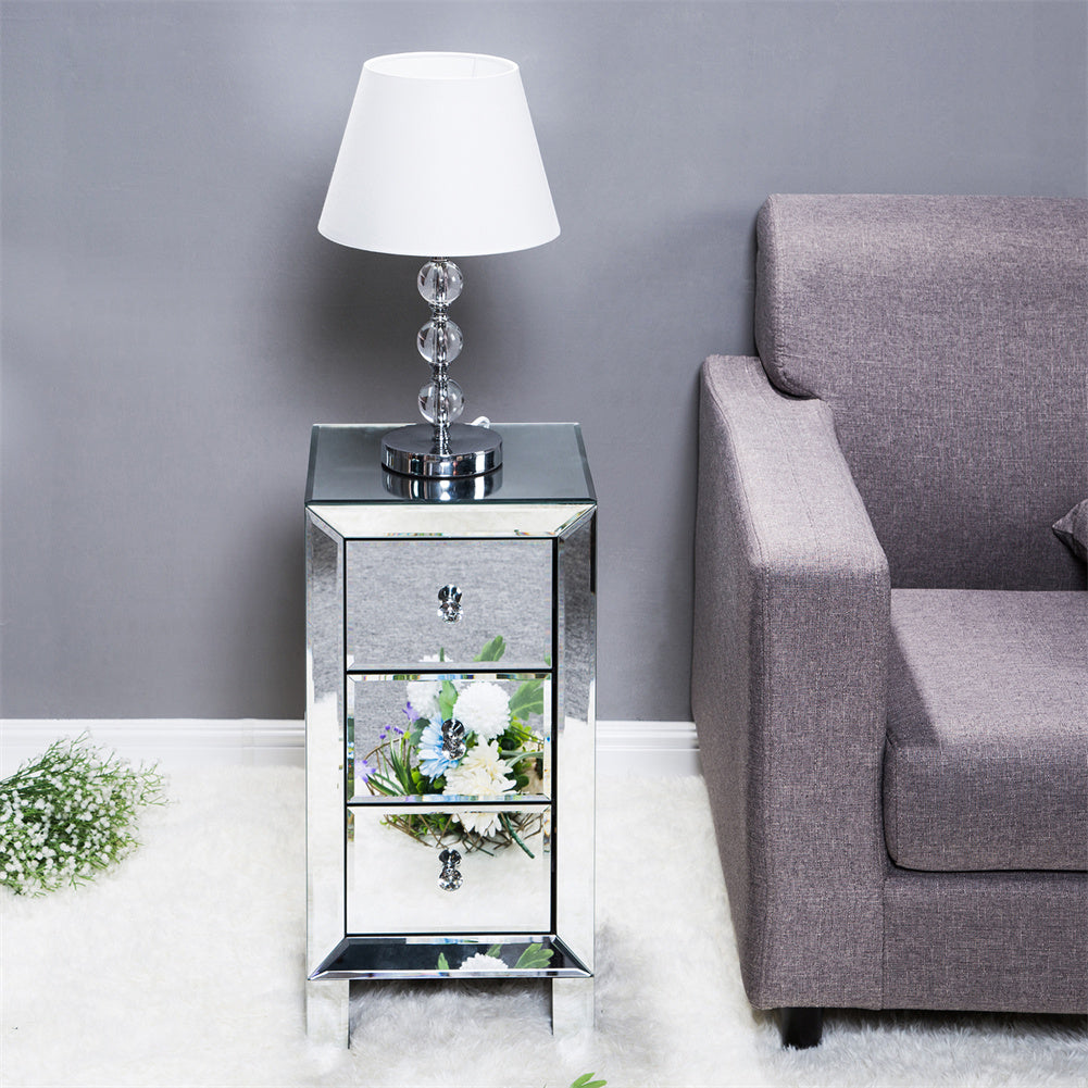 ALICIAN Modern Mirrored Night Stands with 3 Drawers Bedside Table End Table