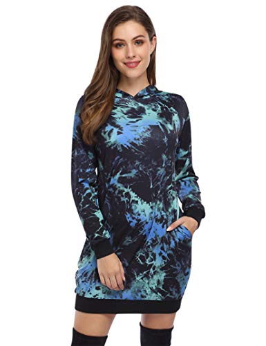 Women's Long Sleeve Pockets Tunic Pullover Hoodie Dress