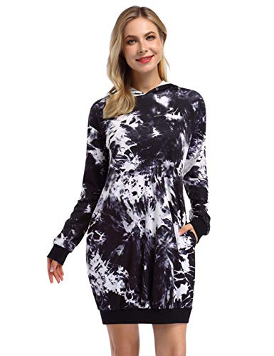 Women's Long Sleeve Pockets Tunic Pullover Hoodie Dress