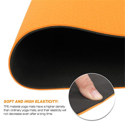 DSSTYLES TPE Yoga Mat 183*61*6cm Non-slip Gym Pad  Orange