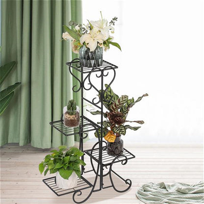 ALICIAN 4-Tier Metal Shelves Flower Pot Plant Stand Display for Garden