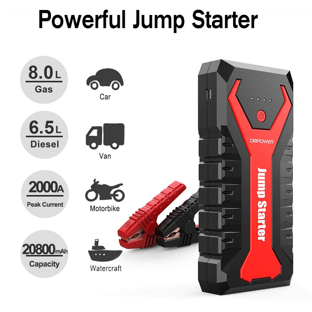 DBPOWER G16 Portable Car Jump Starter with LED Screen 2000a 20800mah Emergency Start Power Supply