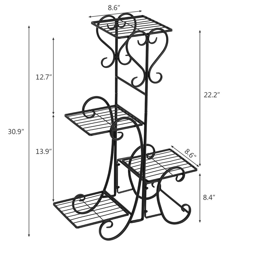 ALICIAN 32.3 inches Plant Stand 4 Potted Metal Shelves Corner Plant Shelf - Square