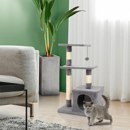 BEESCLOVER 32in Three-layer Cat Climbing Frame Pet Play Condo Grey