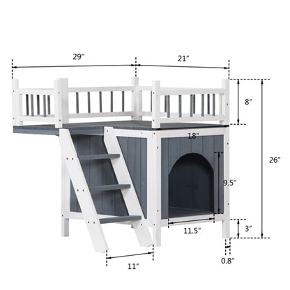 BEESCLOVER 730*530*660cm Pet House Cat Dog Kennel With Open Door Top Fence