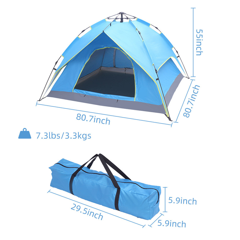 THBOXES Camping Tent 4-side Double-layer Double-door Hydraulic Easy Setup Tent Blue