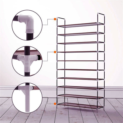 RONSHIN 100cm 10 Tiers Shoe Rack Super Wide Extra Large Simple Assembly Shoe Shelf