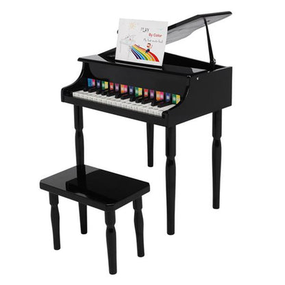 YIWA Children 30-key Wooden Piano with Music Stand Mechanical Sound Black