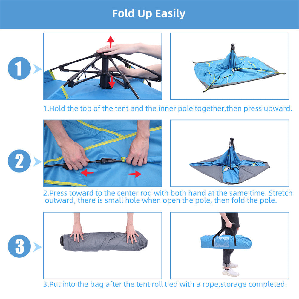 THBOXES Camping Tent 4-side Double-layer Double-door Hydraulic Easy Setup Tent Blue