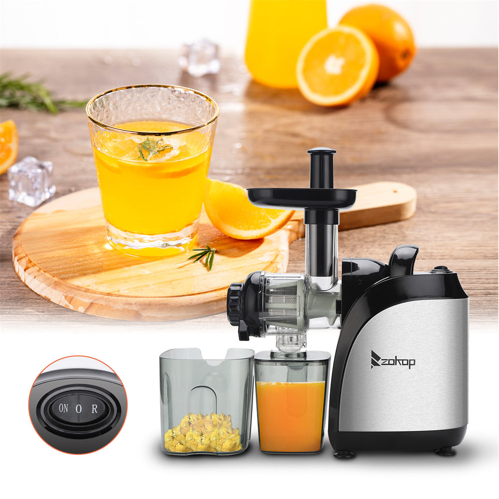 ZOKOP Electric Juicer 2-speed Mechanical Horizontal Juicer Machine Black