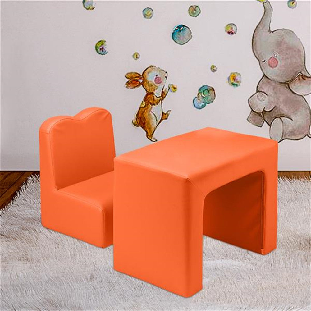 ALICIAN Children Sofa 49*32*39cm Rectangular 2-in-1 Sofa and Table Orange