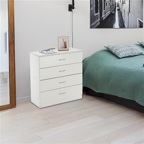 AMYOVE Fiberboard Wood Cabinet Dresser with 4-drawer White