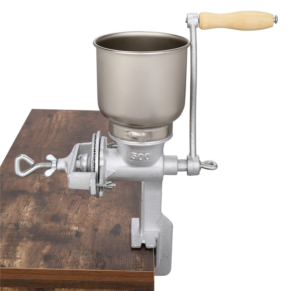 DISHYKOOKER Hand Crank Grain Mill Manual Grinder Silver