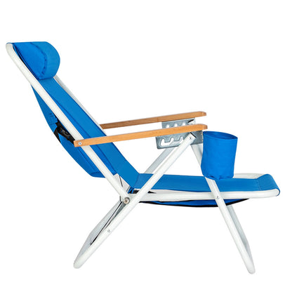 ALICIAN Portable Beach Chair with Adjustable Headrest Single Beach Chair Blue