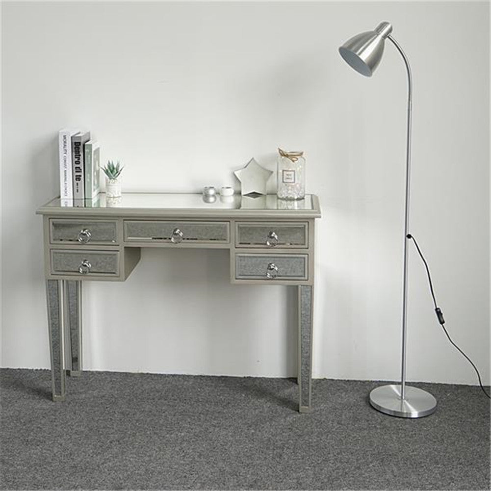 AMYOVE Mirrored Desk Vanity Table With 5 Drawers For Home Bedroom Storage