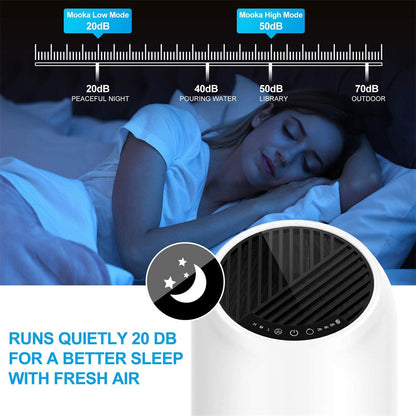 MOOKA Hepa Air Purifier Low Noise 3 Timer Settings 360 Degree Deep Purification