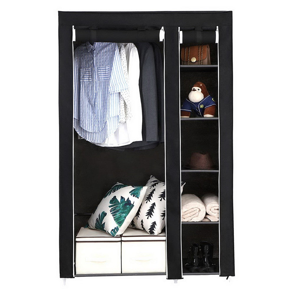 RONSHIN Portable Closet Storage Organizer Clothes Wardrobe 5-layers 6-compartments Black