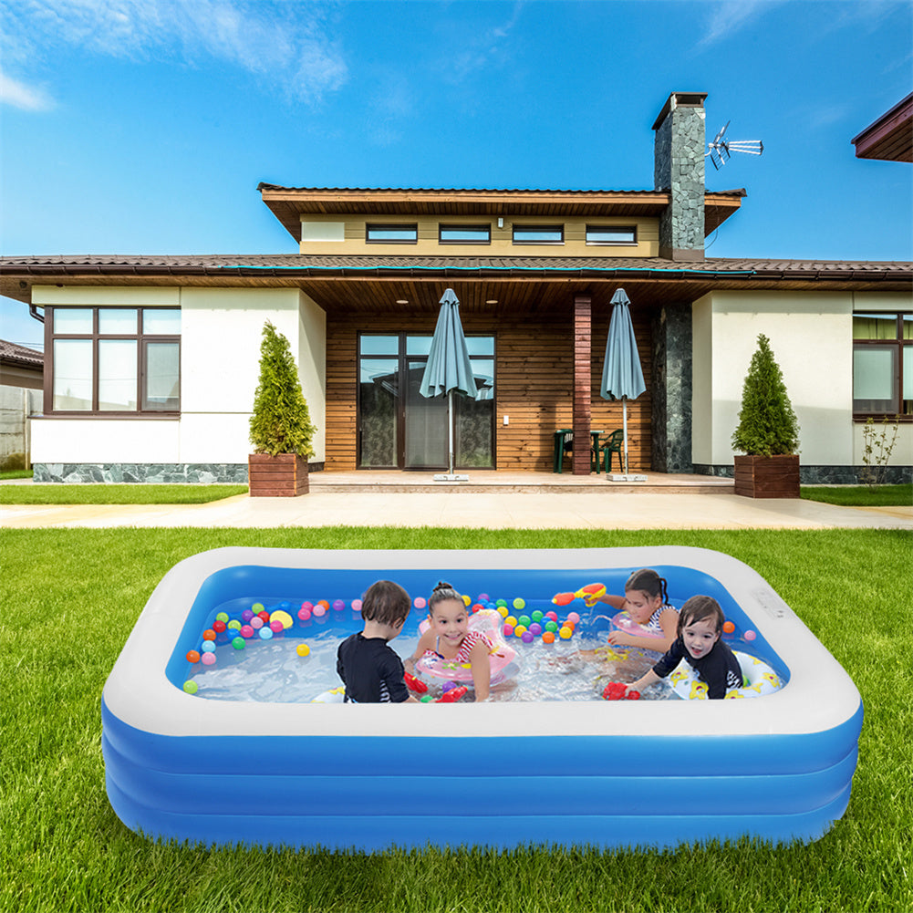 THBOXES 120x72x22inch Inflatable Swimming Pool Wall Cuboid Stored for Backyard Garden Blue