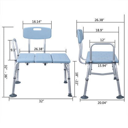 ALICIAN Bathroom Safety Shower Chair 10-level Height Adjustable Blue