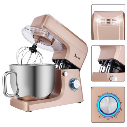 ZOKOP 7.5QT Stand Mixer 6 Speeds Electric Food Mixers Champagne