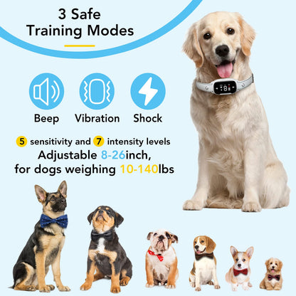 ASYPETS Bark Collar for Dogs Rechargeable Anti Barking Training Collar with 7 Intensity and 5 Sensitivity Levels