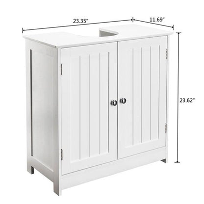 AMYOVE 2-Door Storage Organizer Furniture Bathroom Sink Cabinet Bathroom Cabinet White