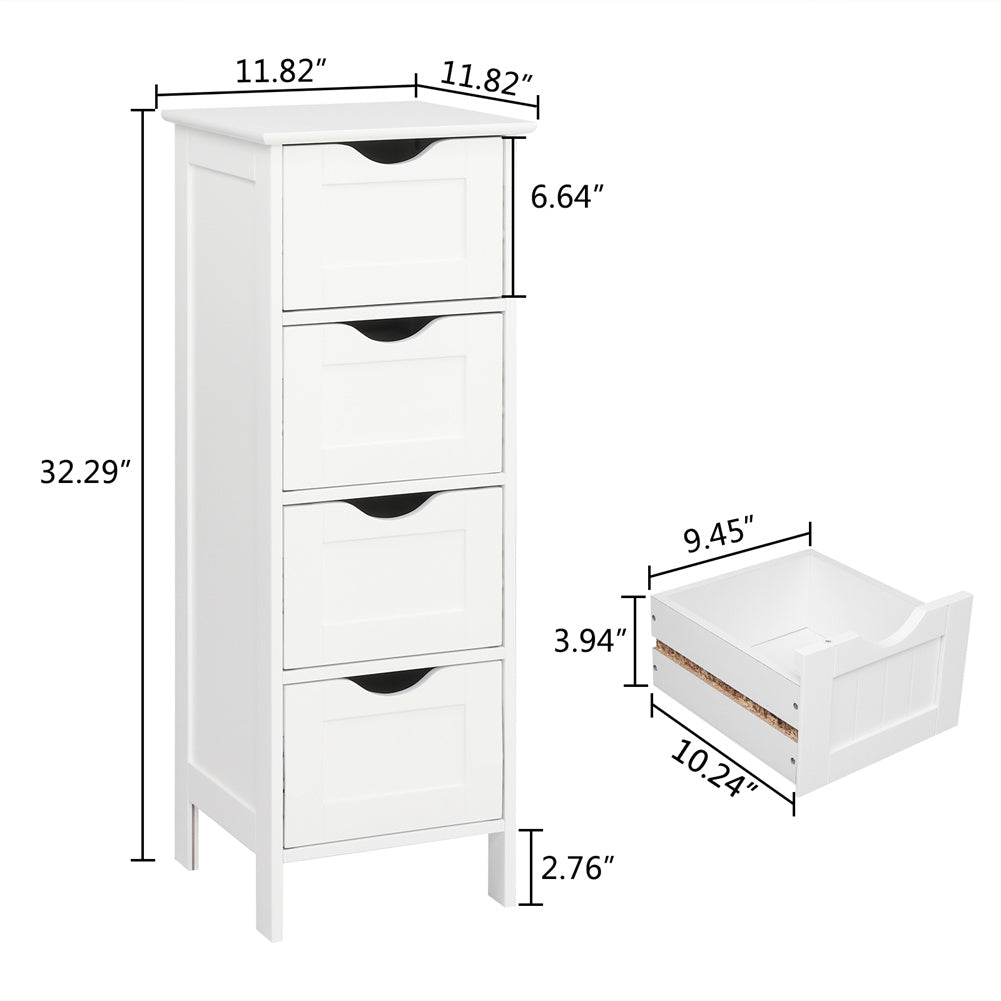 AMYOVE 4-Drawer Storage Cabinet Bathroom Storage Organizer White